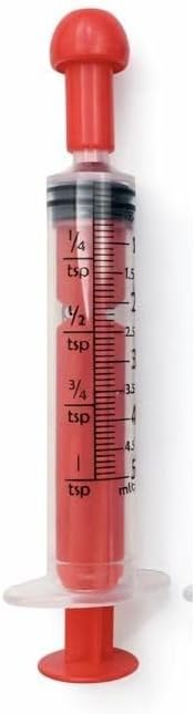 Dolphin Baby Feeding Syringe, Drinking Medicine Syringe, 5 ml, Red (5 Count)