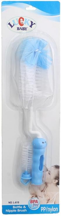 Lucky Baby L-619 Polypropylene & Nylon bottle Nipple Brush BPA Free for kids Blue