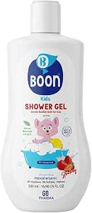 Boon Kids Shower Gel 500 ml - Gentle Daily Body Wash for All Skin Types - With Coconut Oil, Aloe Vera & Vitamin E - Sulfate, Silicone & Paraben Free - Strawberry Shower gel