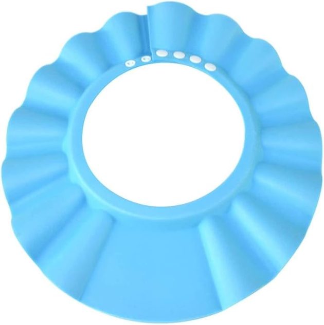 GIRCSS Baby Bathing Hat, Adjustable Shower Shampoo Cap, Shampoo Shower Bathing Protection Bath Cap Soft Adjustable Visor Hat for Toddler, Baby, Children (Blue)
