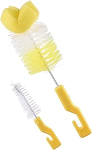 Little Fish Baby Bottle and Teat Brushes Set 2 Pieces - Yellow and White