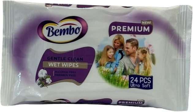 Bembo Preium Wet Baby wipes- Alcohol free - Paraben Free -Purple -24PCS ULTRA SOFT